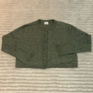 Wilfred Aritzia Green Knit Sweater Cardigan Wool Blend